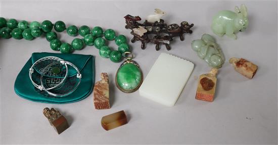 A group of jade and other hardstone carvings